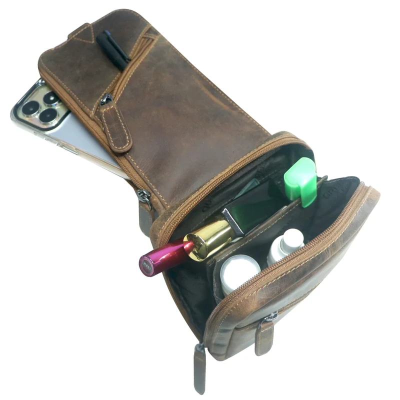 Jim Brusttasche Männer mit Handyfach Leder Sling Bag Damen