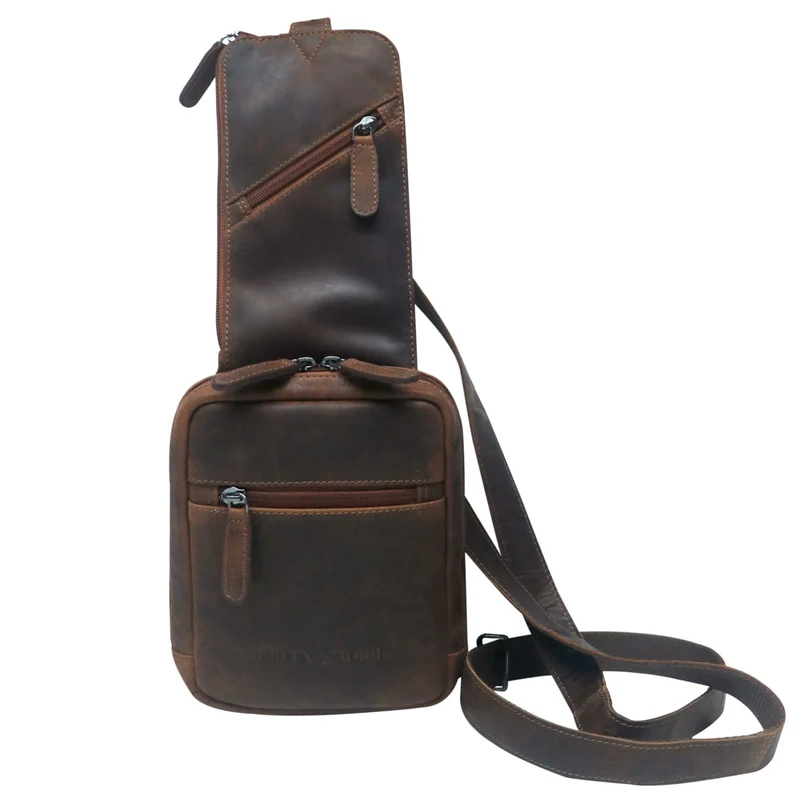 Jim Brusttasche Männer mit Handyfach Leder Sling Bag Damen