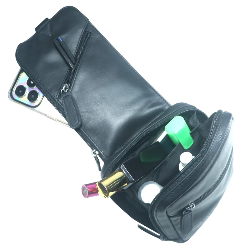 Jim Brusttasche Männer mit Handyfach Leder Sling Bag Damen