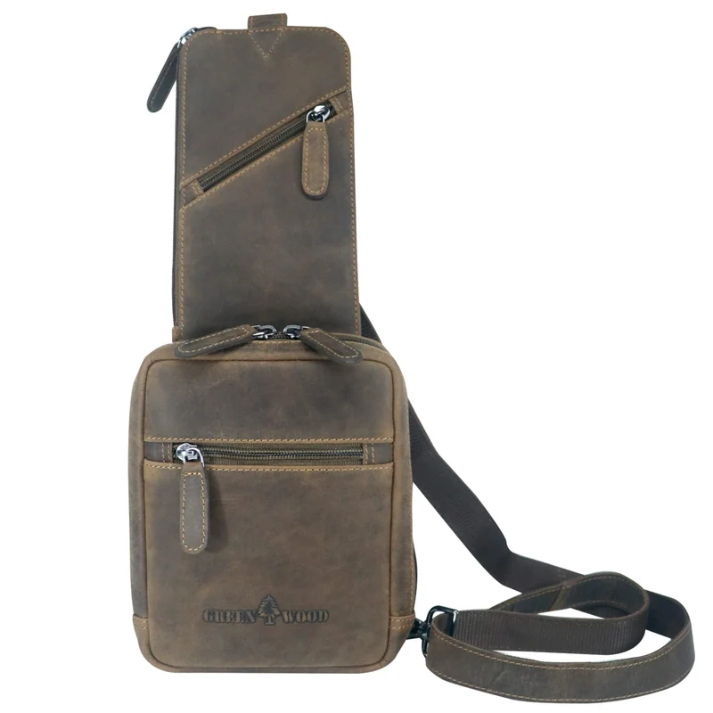 Jim Brusttasche Männer mit Handyfach Leder Sling Bag Damen