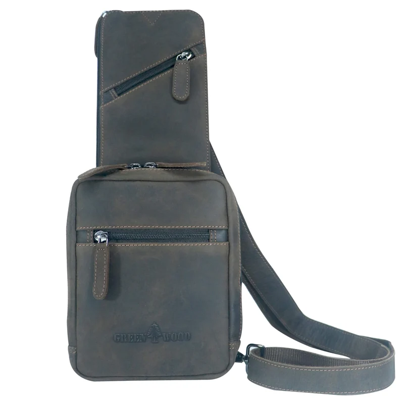 Jim Brusttasche Männer mit Handyfach Leder Sling Bag Damen