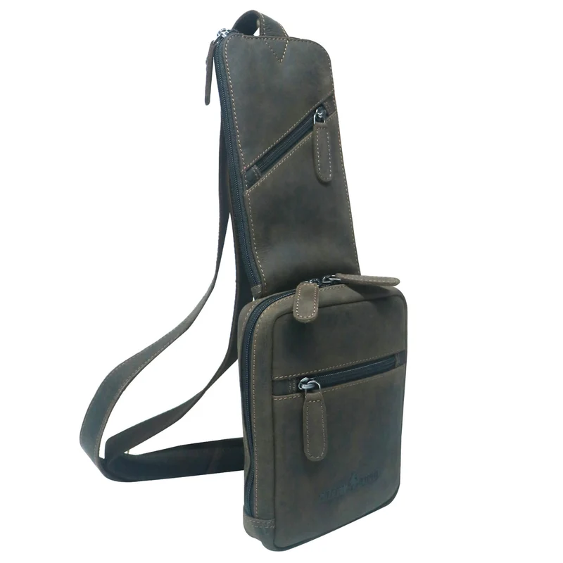 Jim Brusttasche Männer mit Handyfach Leder Sling Bag Damen