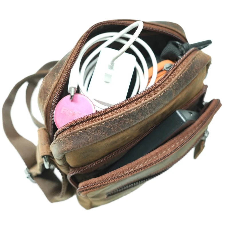 Lars Männer Umhängetasche Klein Damen Ledertasche Braun