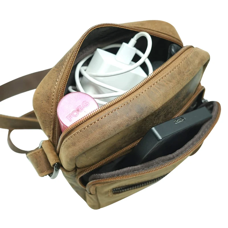 Lars Männer Umhängetasche Klein Damen Ledertasche Braun