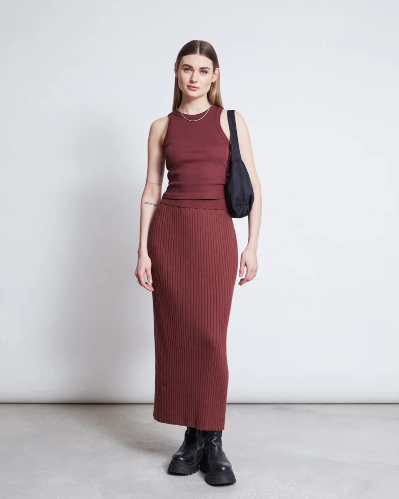 Rock Midi Knit Skirt EBBA Intense Rust