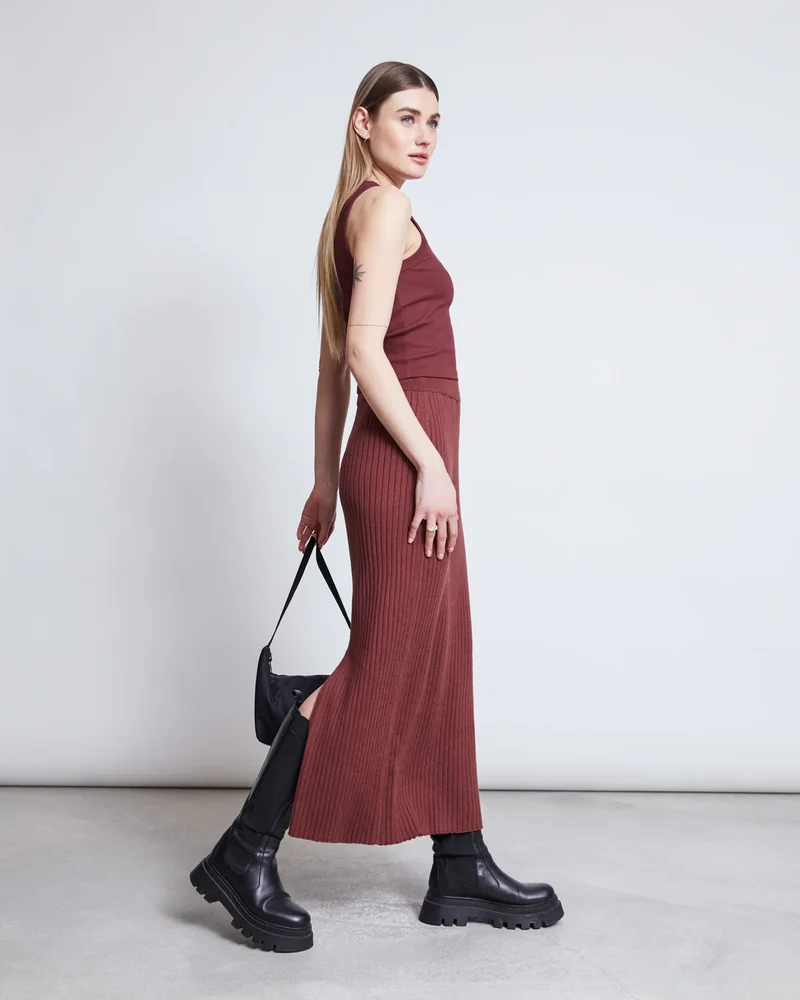 Rock Midi Knit Skirt EBBA Intense Rust