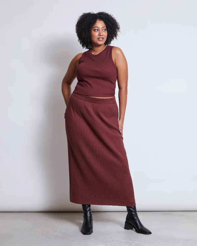 Rock Midi Knit Skirt EBBA Intense Rust