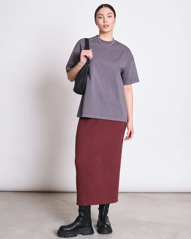 Rock Midi Knit Skirt EBBA Intense Rust