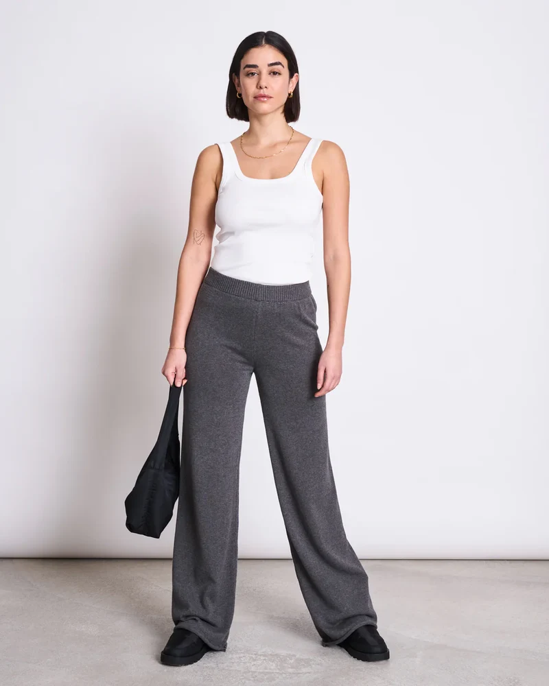 Hose Wide Knit Pants Ana Dark Grey