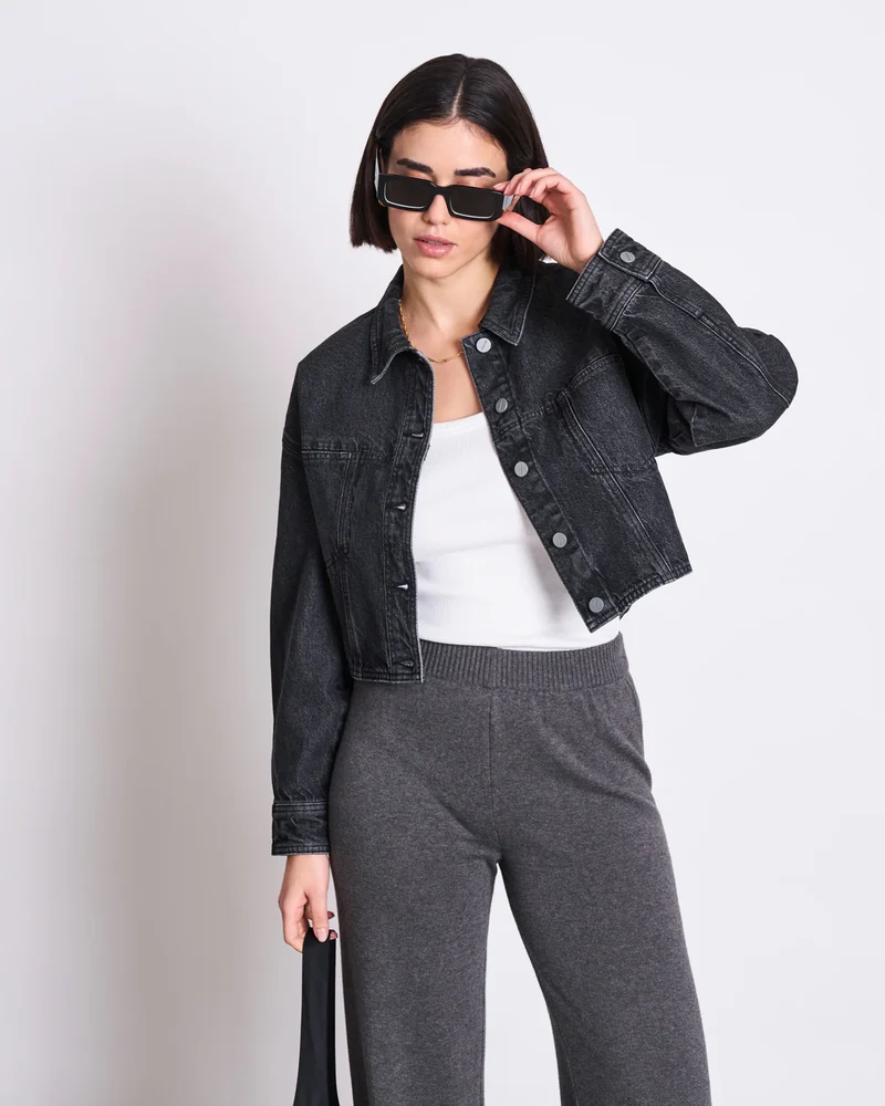 Hose Wide Knit Pants Ana Dark Grey