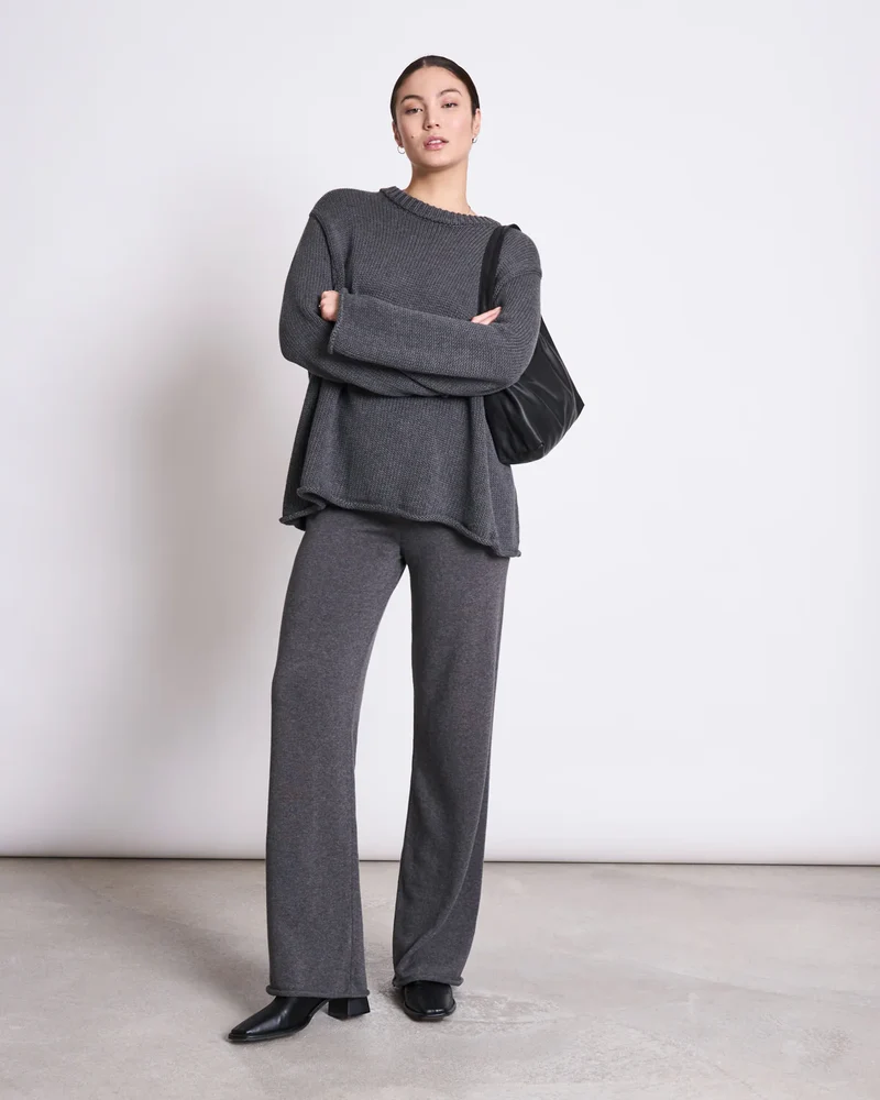 Hose Wide Knit Pants Ana Dark Grey
