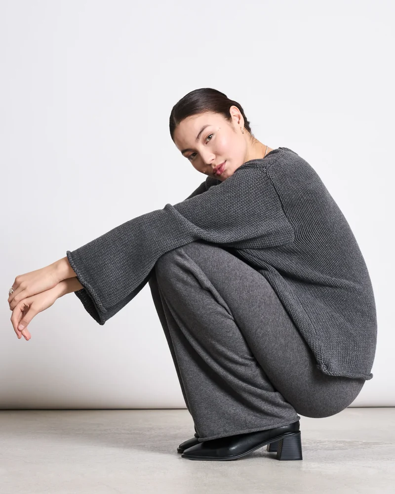 Hose Wide Knit Pants Ana Dark Grey