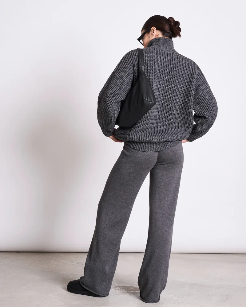 Hose Wide Knit Pants Ana Dark Grey