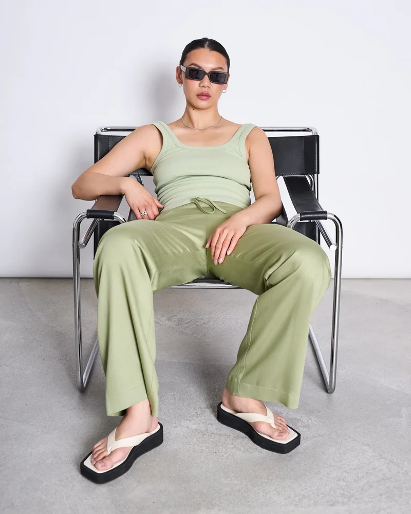 Hose Mid Rise Loose Pants Strath Pale Olive