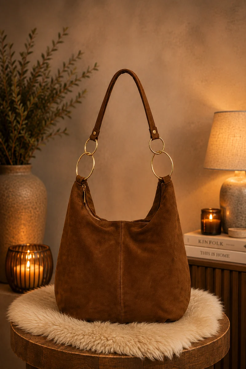 Echtledertasche mit aufwendigen Details - braun