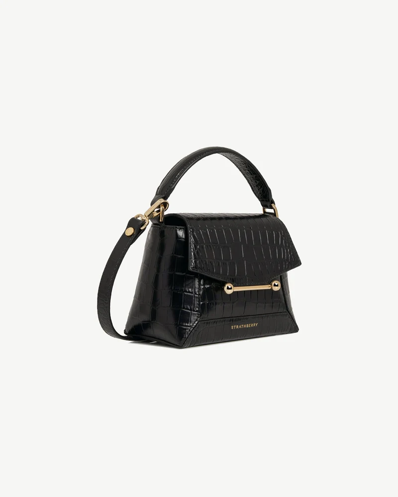 Mosaic Nano - Soft Croc-Embossed Leather Black