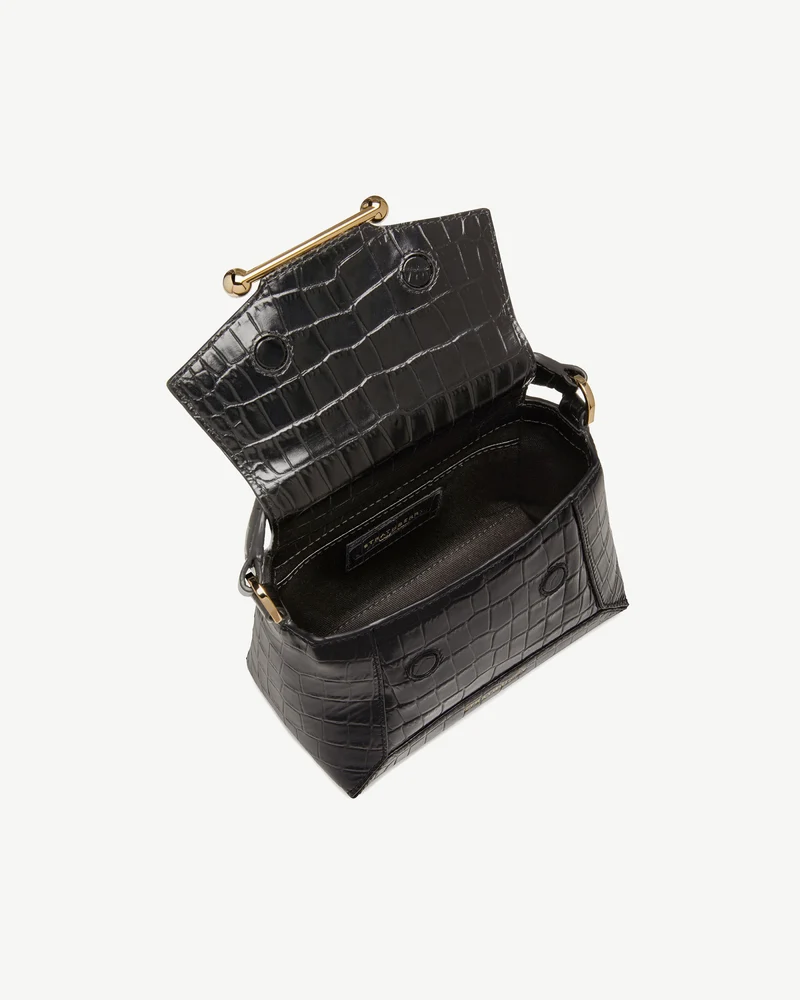 Mosaic Nano - Soft Croc-Embossed Leather Black