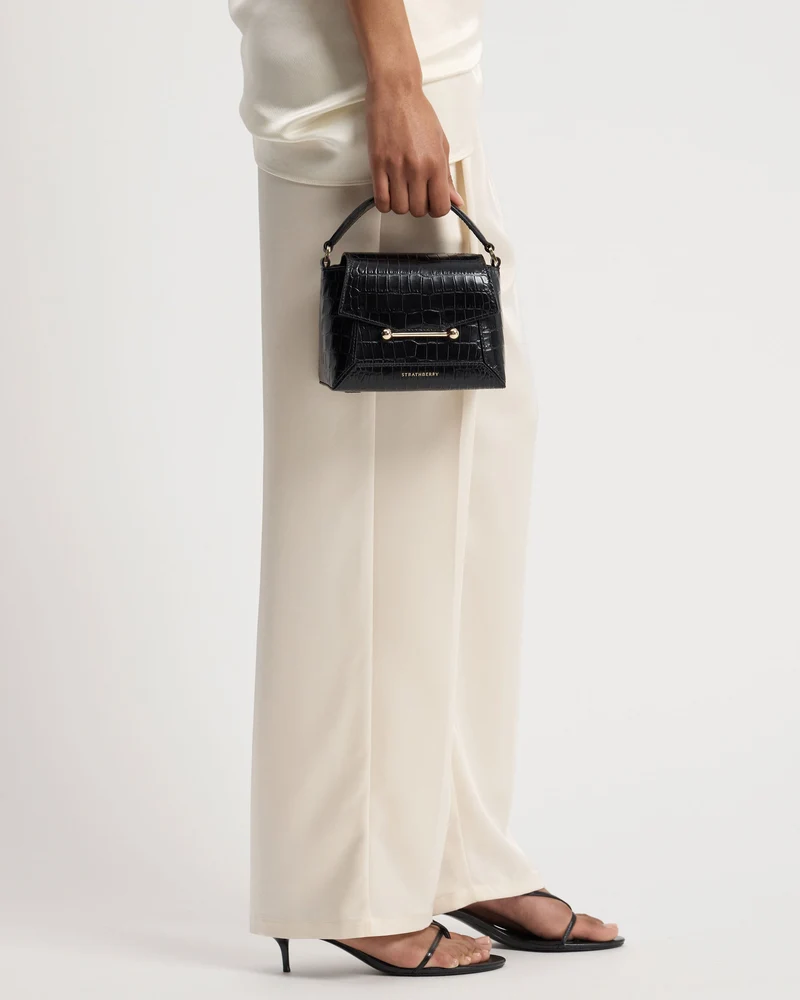 Mosaic Nano - Soft Croc-Embossed Leather Black