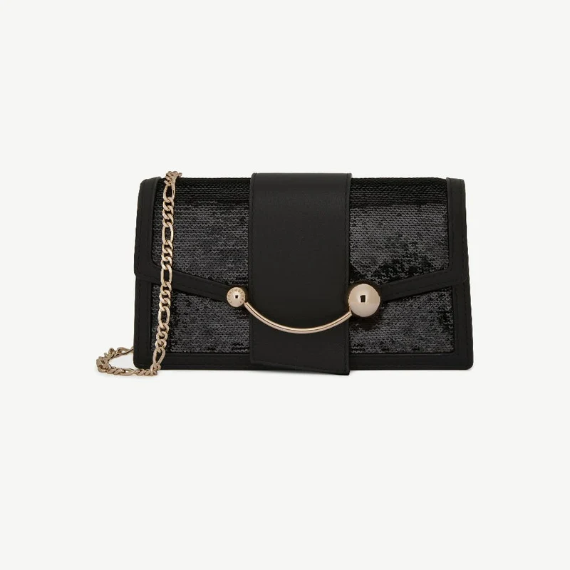 Crescent on a Chain - Black Sequins