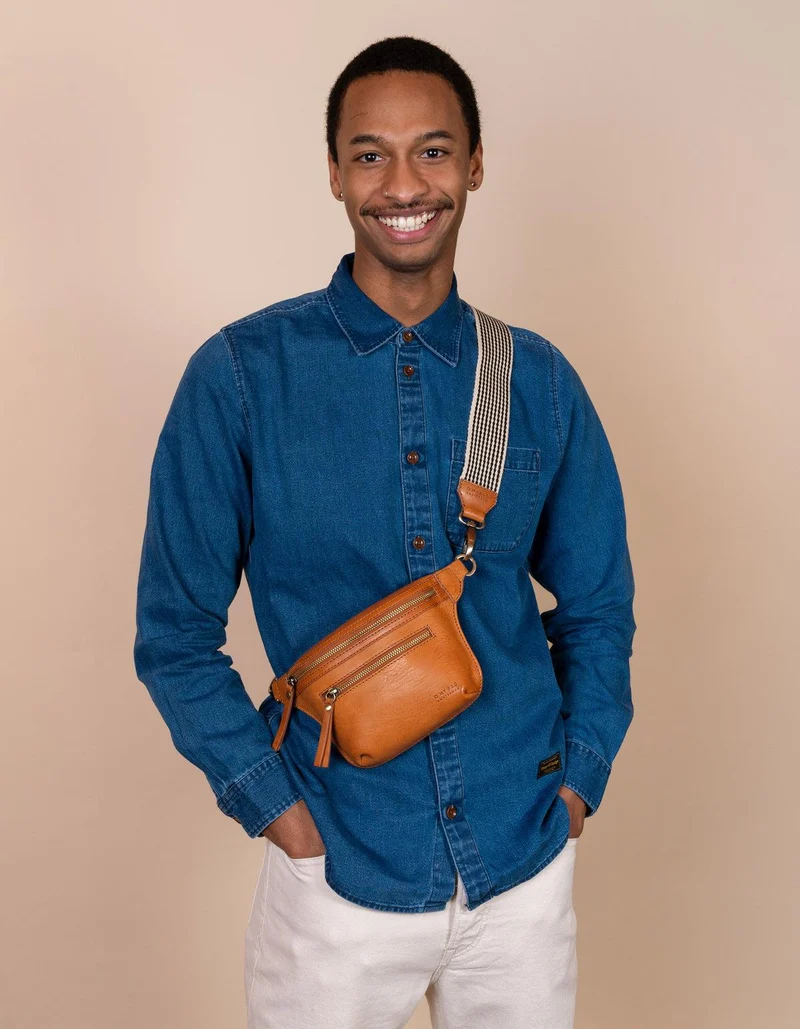 Bauchtasche vegan Becks Apfelleder Cognac