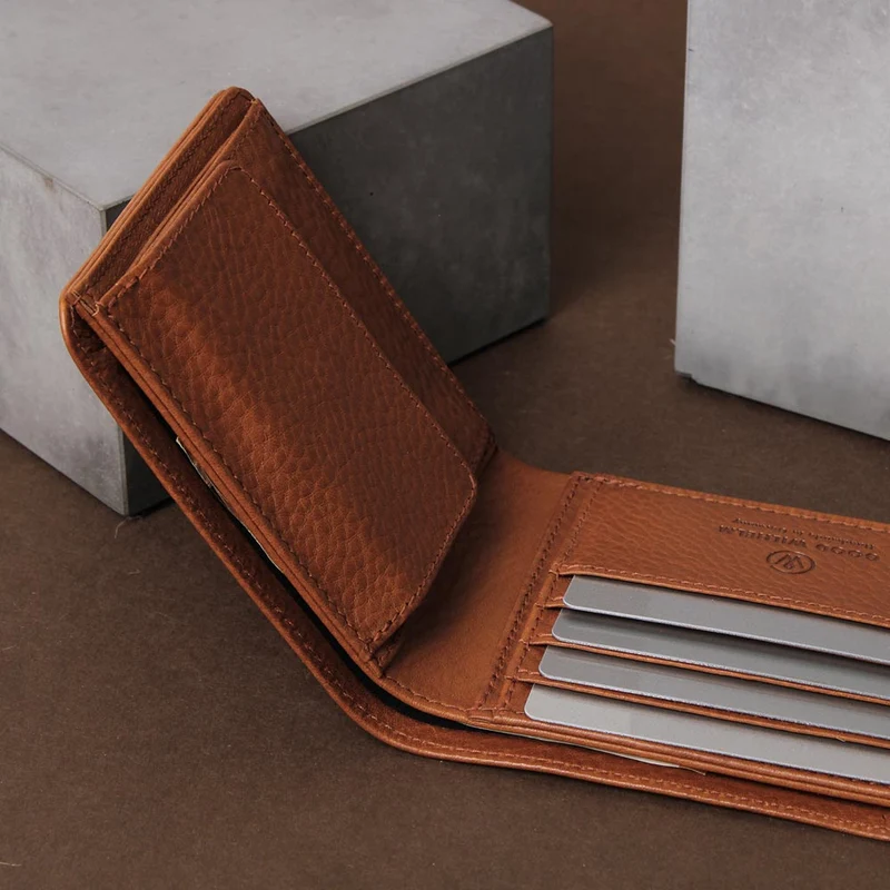 Klassisches Leder Portemonnaie RICHARD – Münz- und Scheinfach, RFID-Schutz