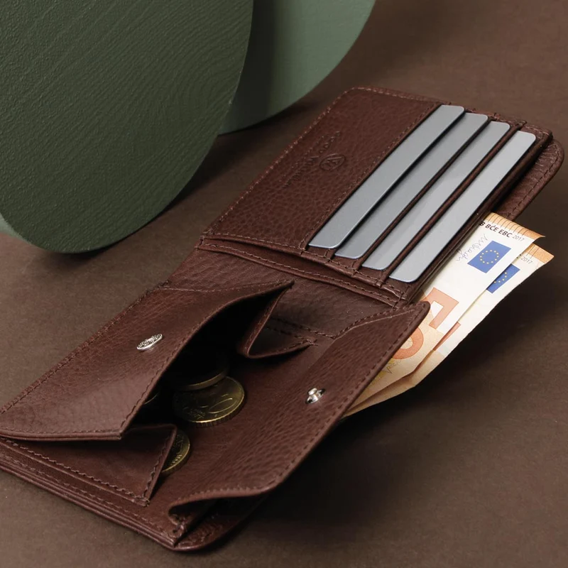 Klassisches Leder Portemonnaie RICHARD – Münz- und Scheinfach, RFID-Schutz