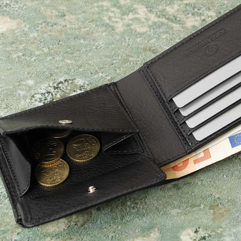 Klassisches Leder Portemonnaie RICHARD – Münz- und Scheinfach, RFID-Schutz