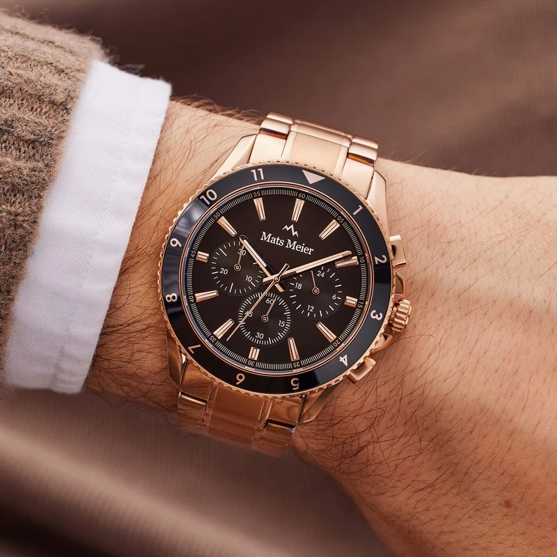 Mats Meier Ponte dei Salti Chronograaf HerrenUhr Rosé Goldfarbene und Schwarz MM00510