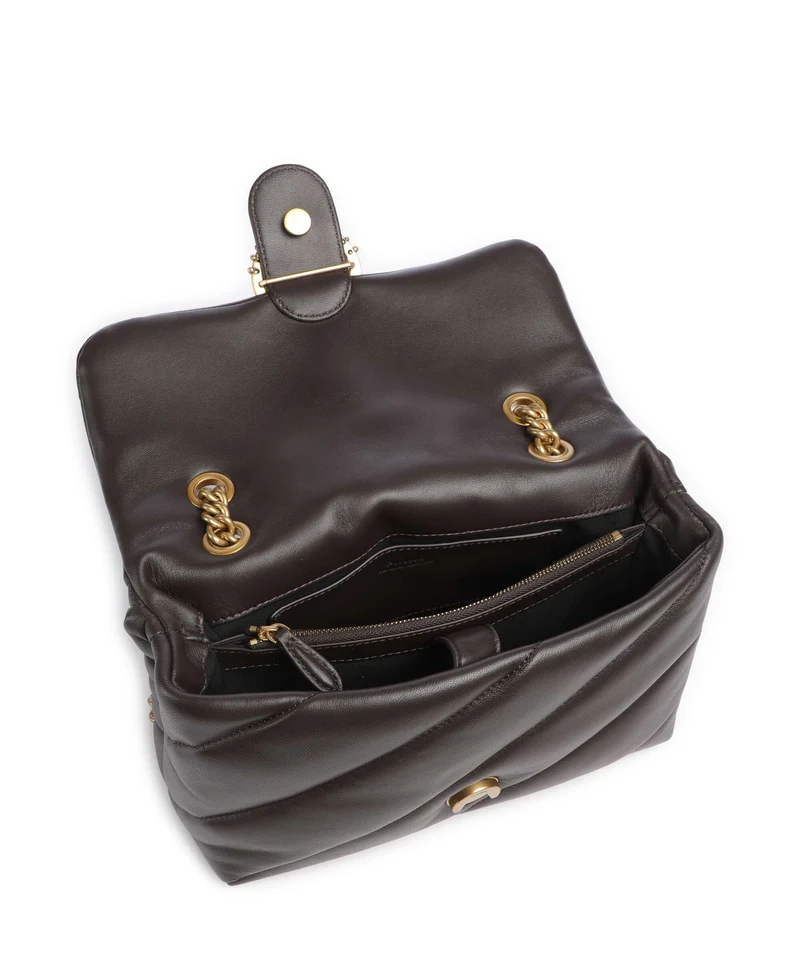 Pinko Love Puff Classic New Buckle Schultertasche marrone marasca/antique gold
