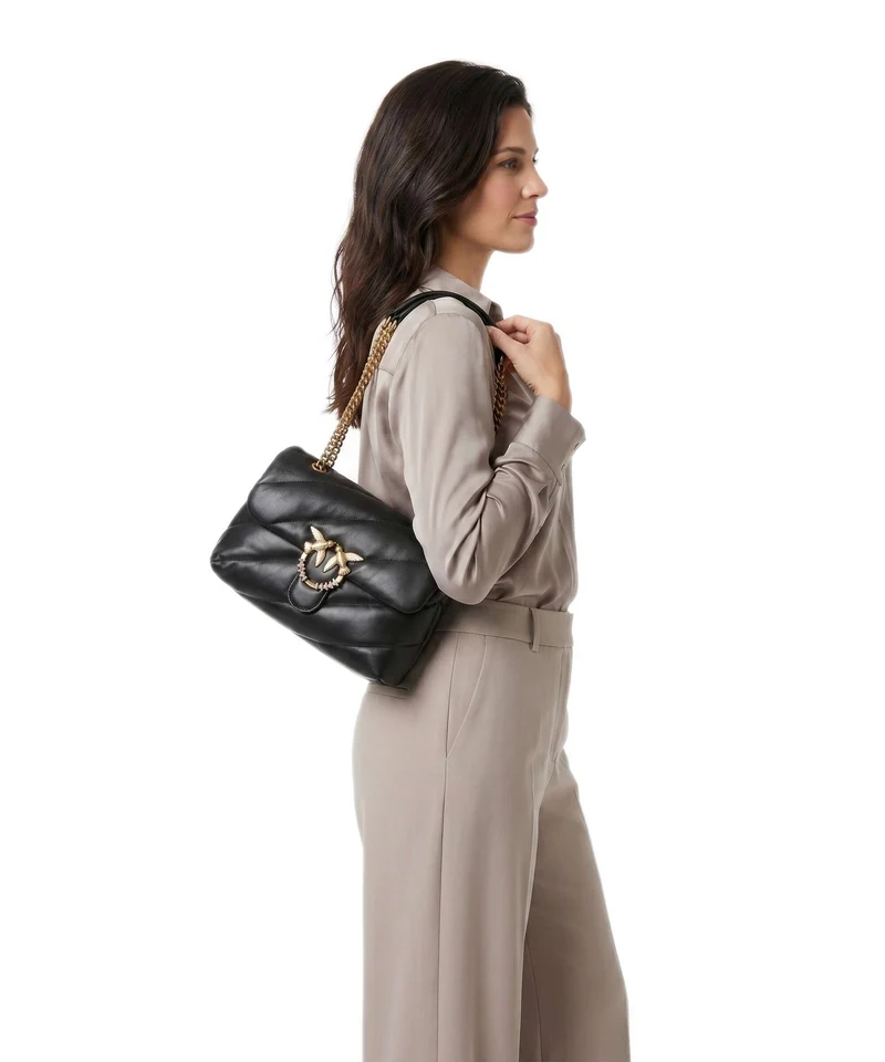 Pinko Love Puff Classic New Buckle Schultertasche nero/antique gold