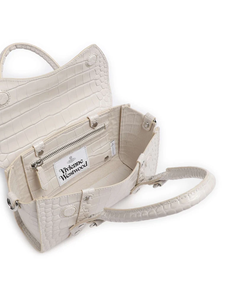 Vivienne Westwood Bettina Embossed Croc Mini Handtasche pearl white
