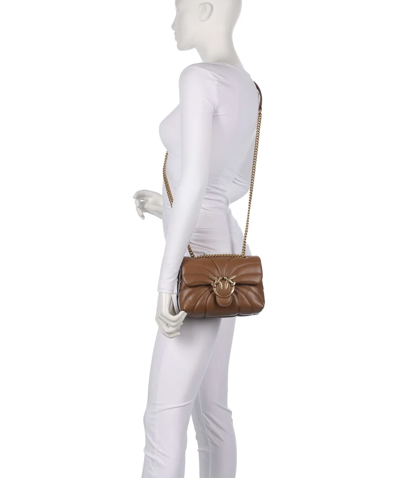 Pinko Love Puff Mini Schultertasche marrone cognac/antique gold