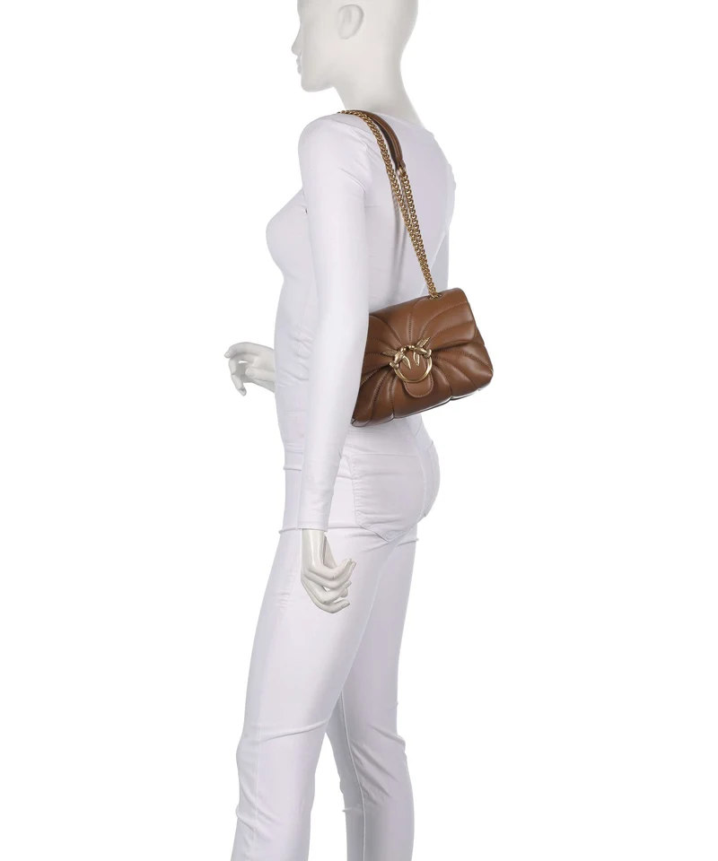 Pinko Love Puff Mini Schultertasche marrone cognac/antique gold