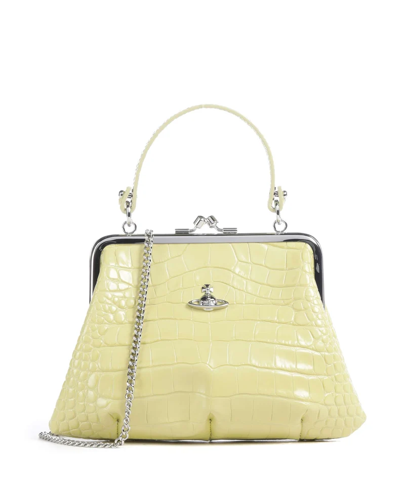 Vivienne Westwood Granny Frame Embossed Croc Handtasche lime green