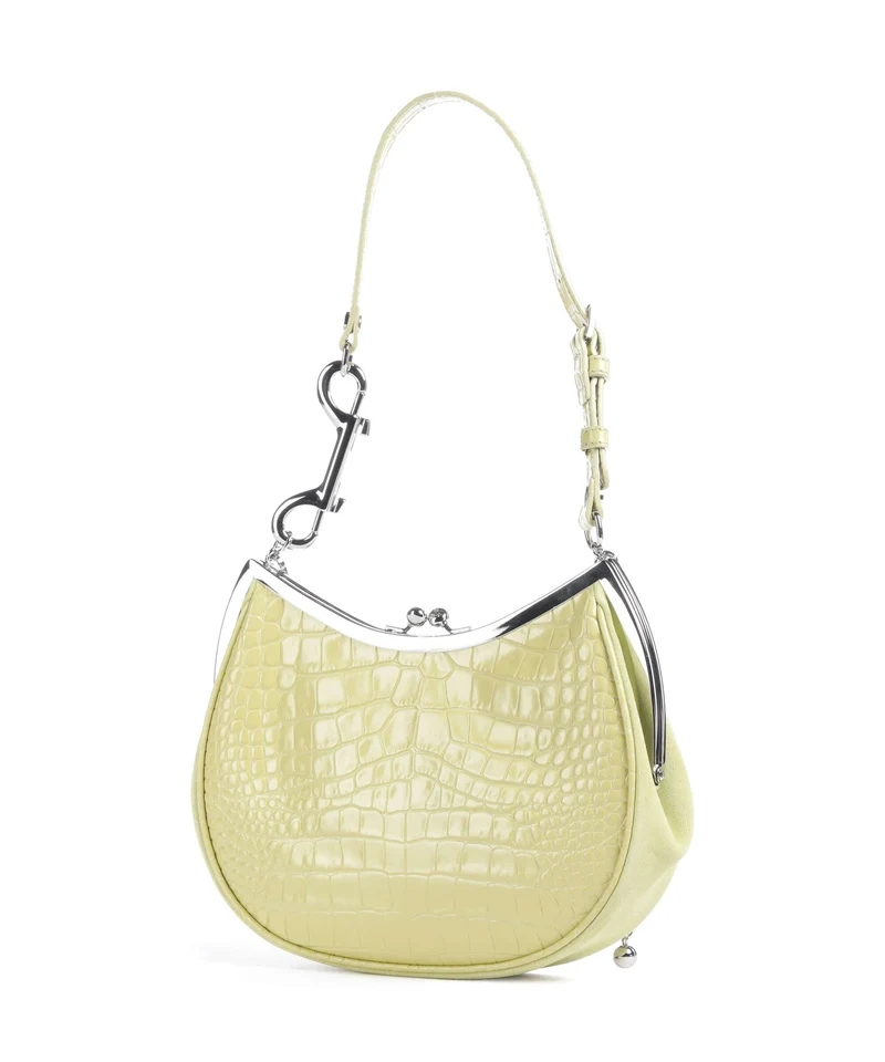 Vivienne Westwood Charm Frame Embossed Croc Schultertasche lime green