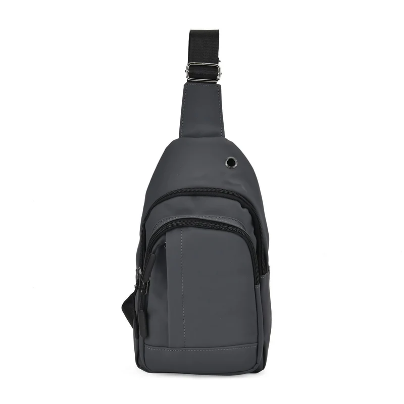 RFID Nylon-Slingbag mit Kopfhöreröffnung, 17x8x30,5 cm, Maße: 17x8x30,5 cm, Blau