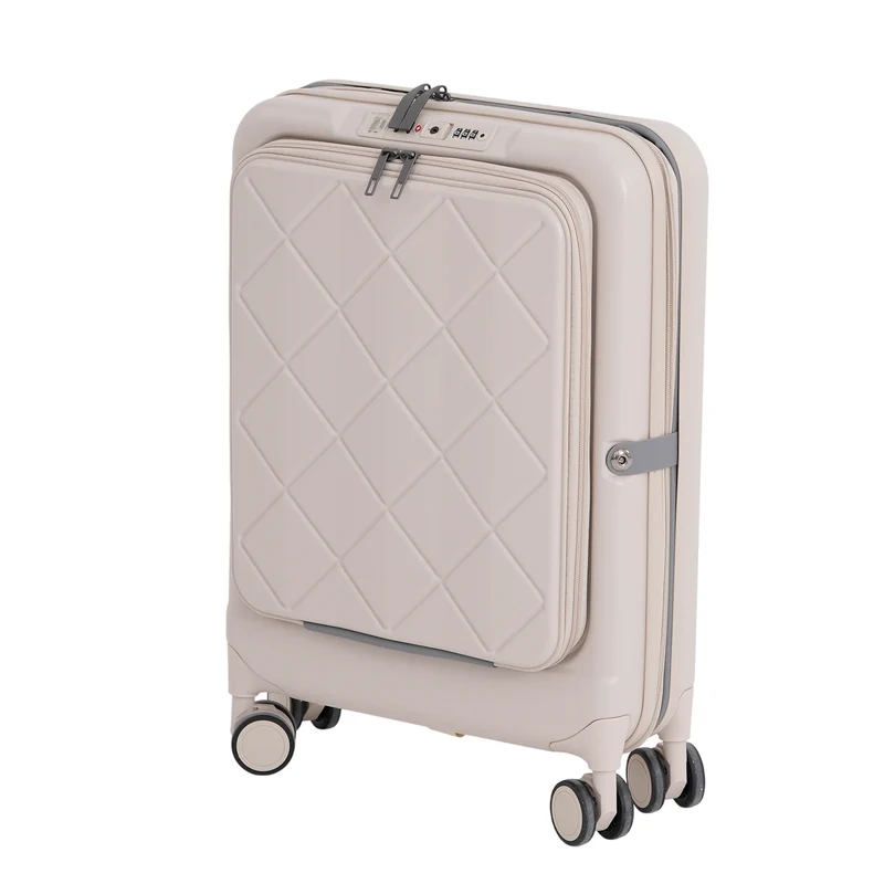 Hartschalen-Handgepäckkoffer, 20 Zoll, Polycarbonat-Schale, 4 Rollen, Teleskopgriff, Polyester-Innenfutter, Grau