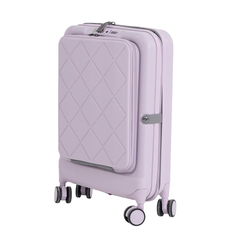 Hartschalen-Handgepäckkoffer, 20 Zoll, Polycarbonat-Schale, 4 Rollen, Teleskopgriff, Polyester-Innenfutter, Grau