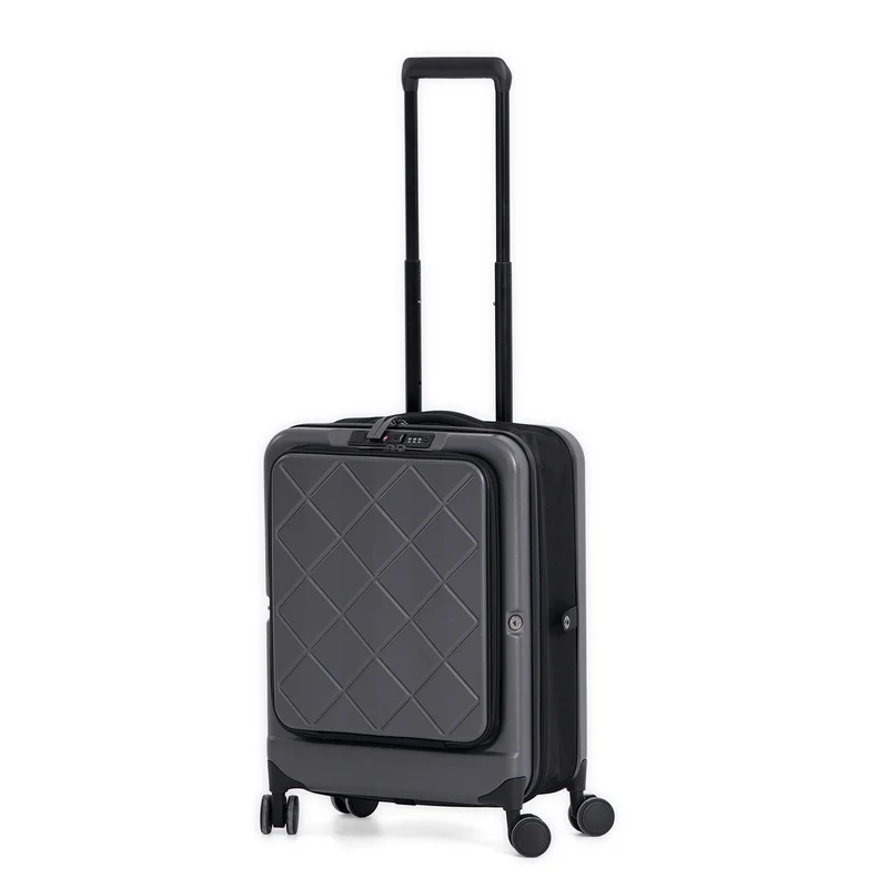 Hartschalen-Handgepäckkoffer, 20 Zoll, Polycarbonat-Schale, 4 Rollen, Teleskopgriff, Polyester-Innenfutter, Grau