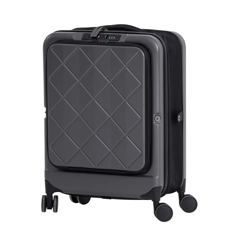 Hartschalen-Handgepäckkoffer, 20 Zoll, Polycarbonat-Schale, 4 Rollen, Teleskopgriff, Polyester-Innenfutter, Grau
