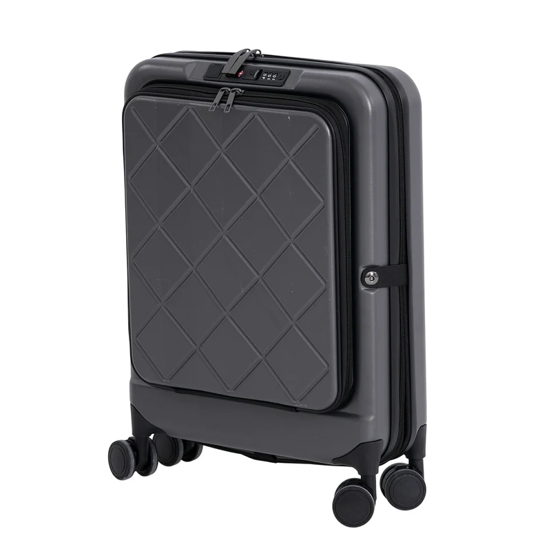 Hartschalen-Handgepäckkoffer, 20 Zoll, Polycarbonat-Schale, 4 Rollen, Teleskopgriff, Polyester-Innenfutter, Grau