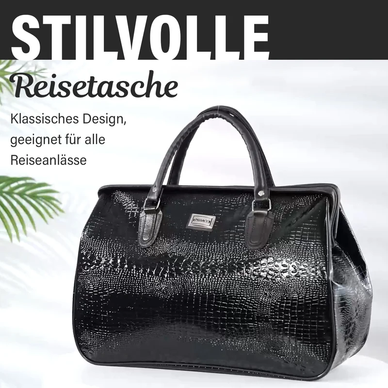PASSAGE Reisetasche aus Semi-PU-Leder - Krokodilleder-Optik, Doppelreißverschluss, 45,72 x 22,23 x 33,02 cm, Senfgelb