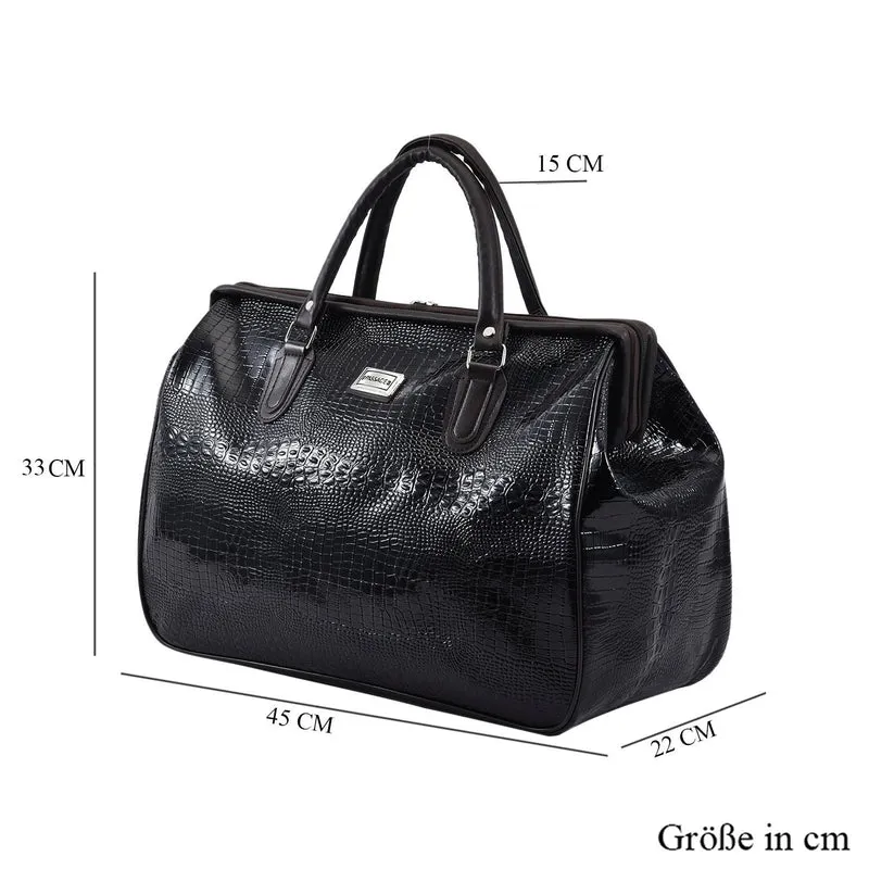 PASSAGE Reisetasche aus Semi-PU-Leder - Krokodilleder-Optik, Doppelreißverschluss, 45,72 x 22,23 x 33,02 cm, Senfgelb