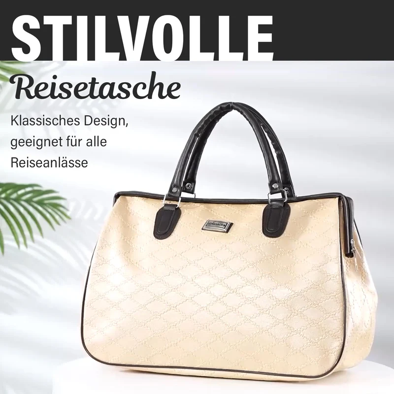 PASSAGE Reisetasche aus Semi-PU-Leder - Krokodilleder-Optik, Doppelreißverschluss, 45,72 x 22,23 x 33,02 cm, Senfgelb