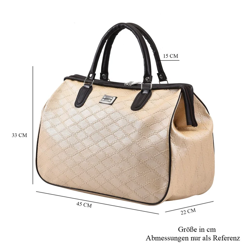 PASSAGE Reisetasche aus Semi-PU-Leder - Krokodilleder-Optik, Doppelreißverschluss, 45,72 x 22,23 x 33,02 cm, Senfgelb