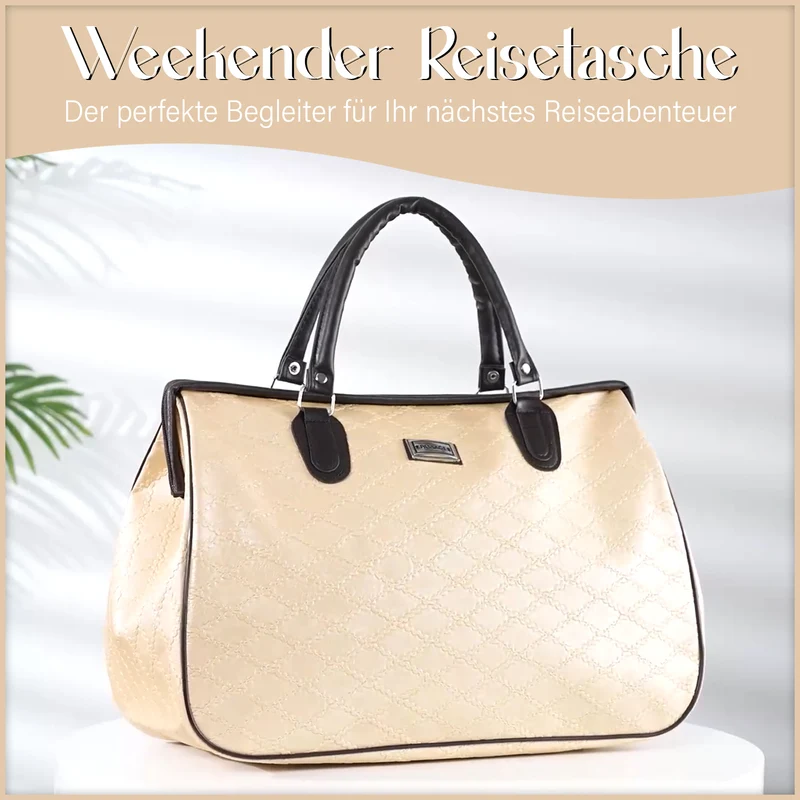 PASSAGE Reisetasche aus Semi-PU-Leder - Krokodilleder-Optik, Doppelreißverschluss, 45,72 x 22,23 x 33,02 cm, Senfgelb