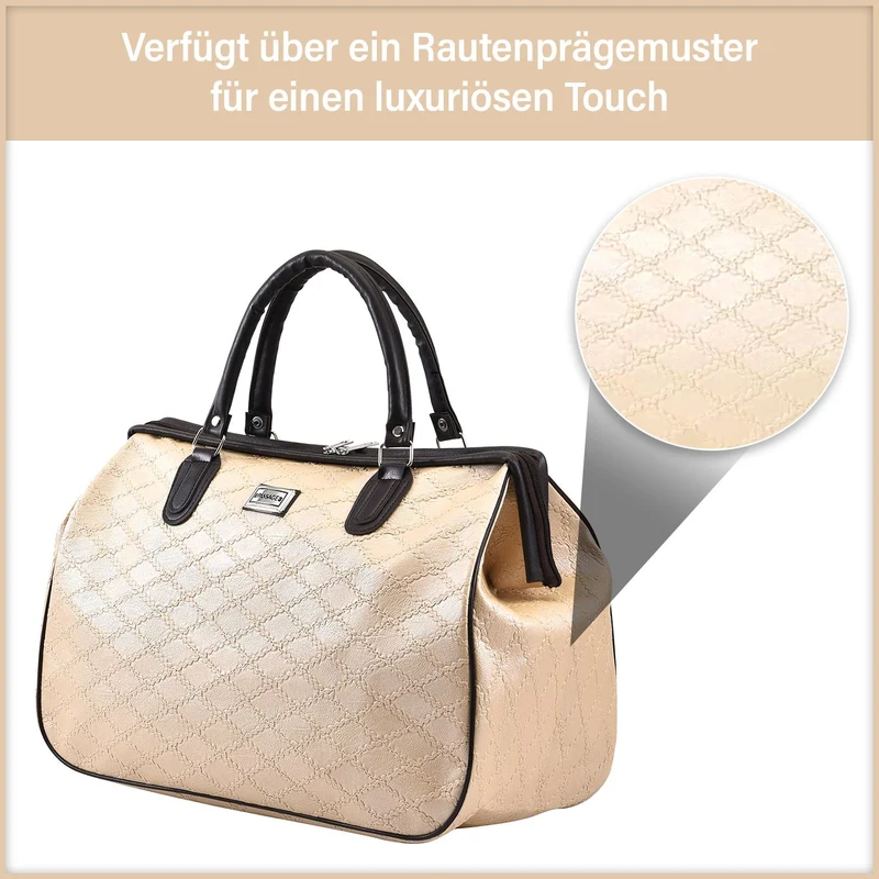 PASSAGE Reisetasche aus Semi-PU-Leder - Krokodilleder-Optik, Doppelreißverschluss, 45,72 x 22,23 x 33,02 cm, Senfgelb