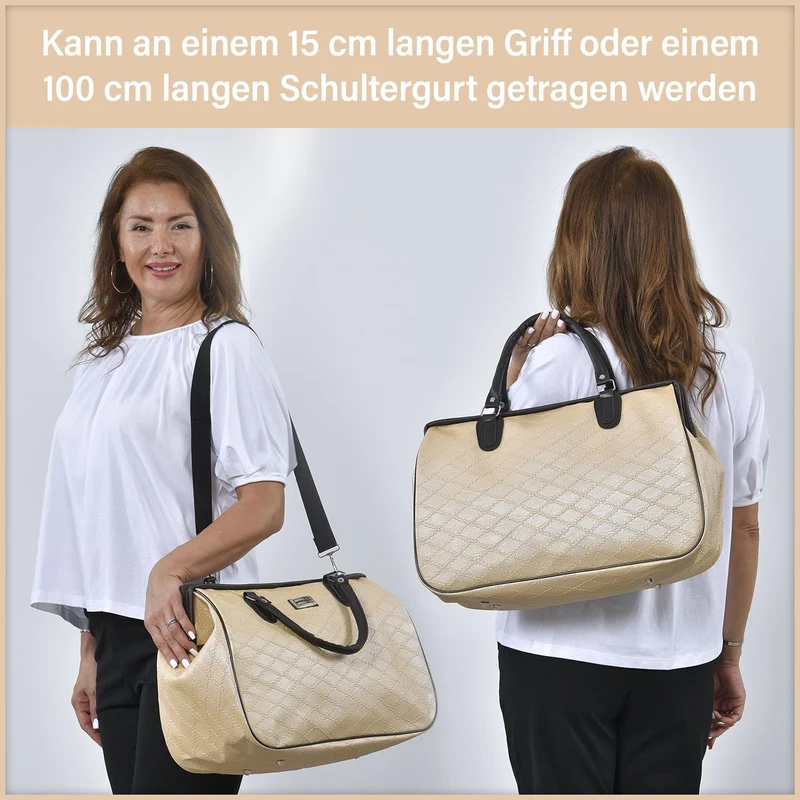 PASSAGE Reisetasche aus Semi-PU-Leder - Krokodilleder-Optik, Doppelreißverschluss, 45,72 x 22,23 x 33,02 cm, Senfgelb