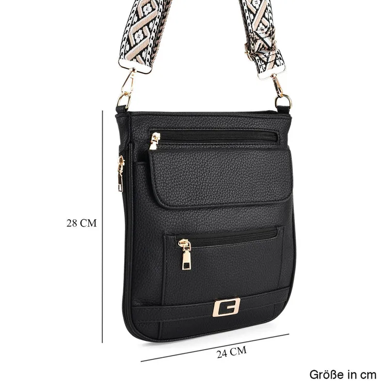 Crossbody-Tasche mit gewebtem Schulterriemen und Reißverschlussfächern, 24x28 cm, Tomatenrot