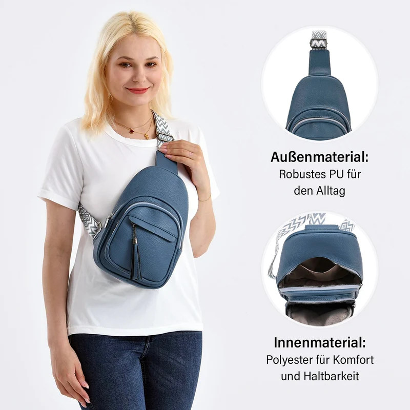 Crossbody-Tasche aus Nylon, mit mehreren Reißverschlussfächern und verstellbarem Schulterriemen, 24x15x9?cm, Rot